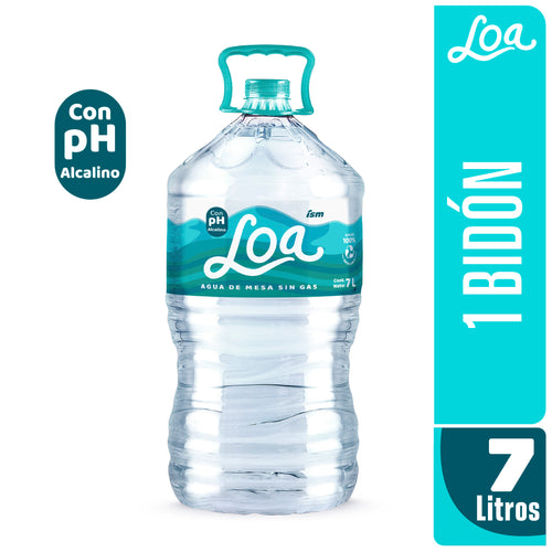 Agua PH Alcalino Sin Gas LOA botella 7 L Paquete 2 un