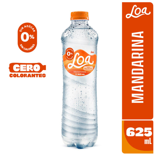 Agua LOA Gasificada Sabor Mandarina 625 ml PET x 15und