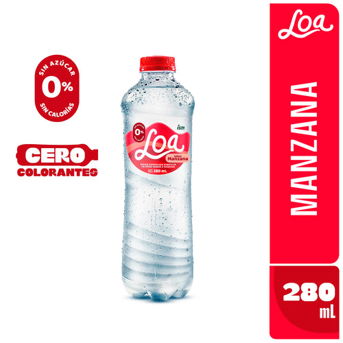Agua LOA Gasificada Sabor Manzana 280 ml PET x 12und