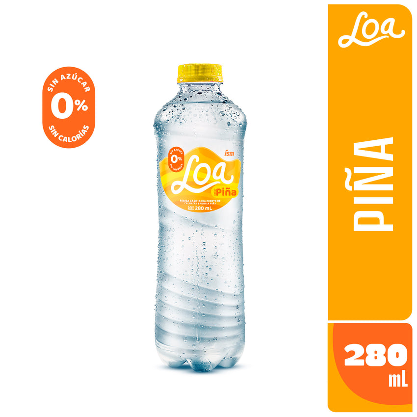 Agua LOA Gasificada Sabor Piña 280ml PET x 12und