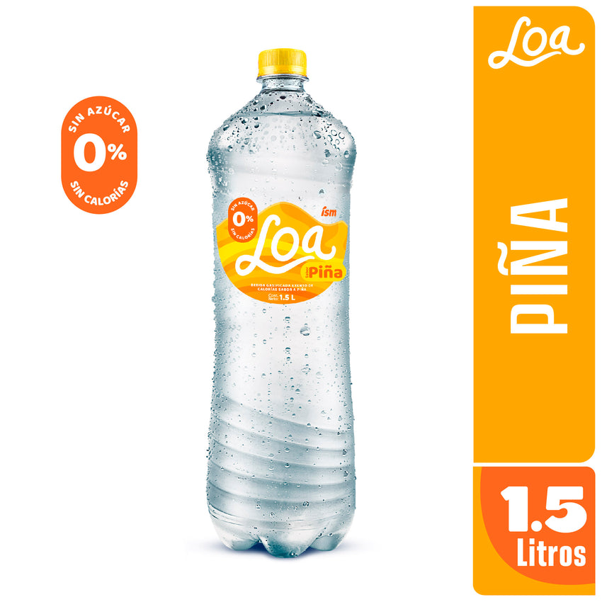 Agua LOA Gasificada Sabor Piña 1.5LT PET x 6und