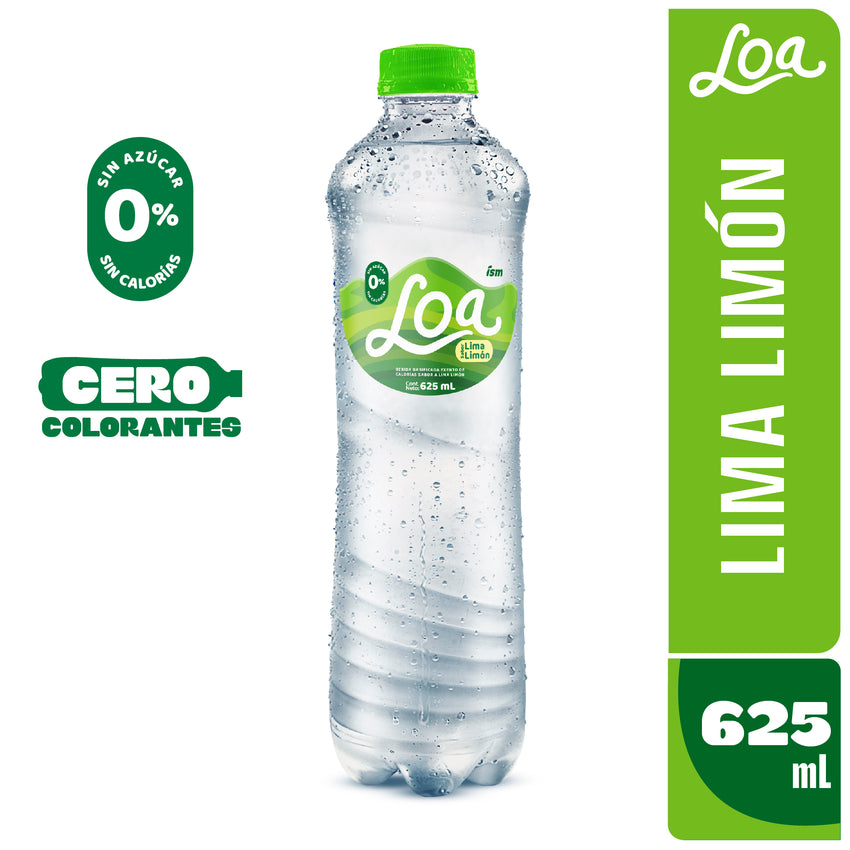 Agua Saborizada Limón Con Gas LOA Botella 625 ml Paquete 15 un