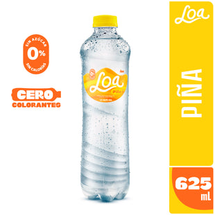 Agua Saborizada Piña Con Gas LOA Botella 625 ml Paquete 15 Un