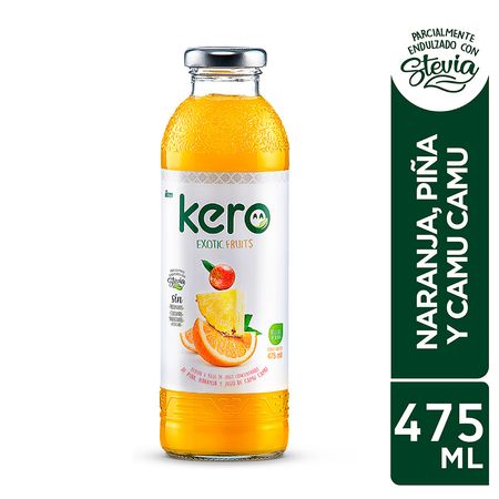 Jugo de Fruta KERO Naranja, Piña y Camu Camu Botella 475ml Paquete 12 un