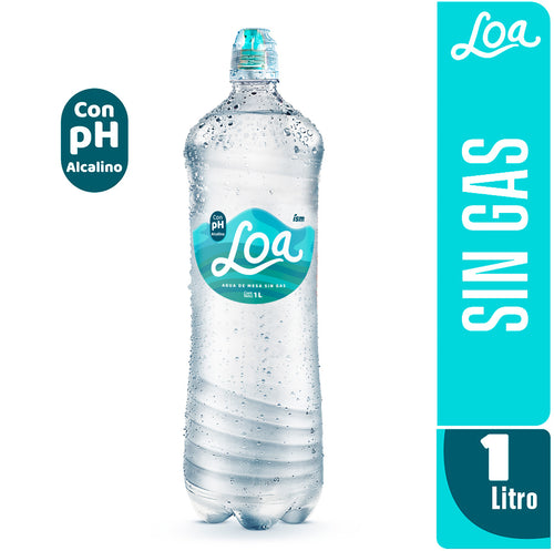 Agua PH Alcalino Sin Gas LOA botella 1 L Paquete 12 un
