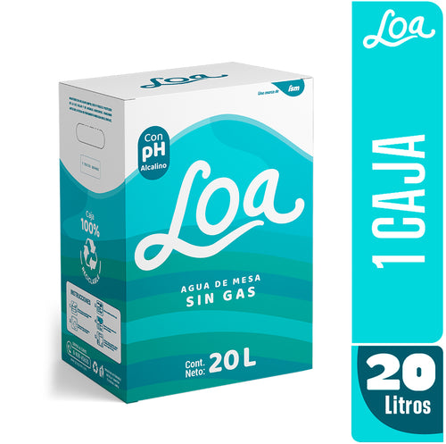 Agua PH Alcalino Sin Gas LOA botella 20 L Paquete 1 un