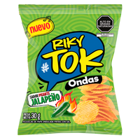 Papas Ondas Jalapeño RIKYTOK 30gr Tira 6 un