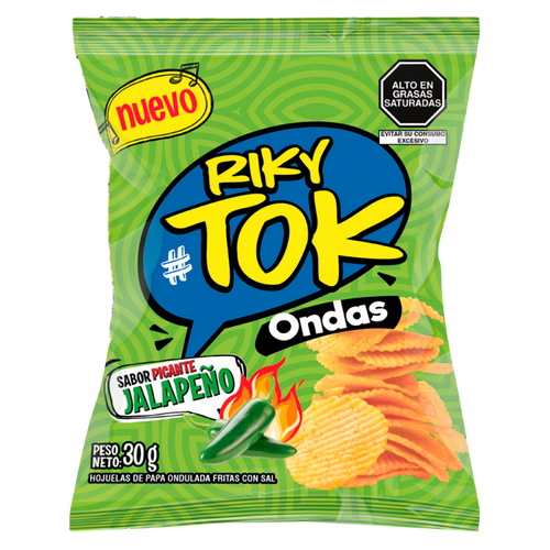Papas Ondas Jalapeño RIKYTOK 30gr Tira 6 un