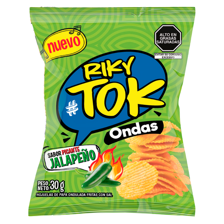 Papas Ondas Jalapeño RIKYTOK 30gr Tira 6 un