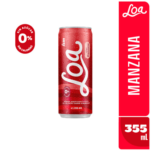 Agua LOA Gasificada Sabor  Manzana 355 ml LATA x 6 und