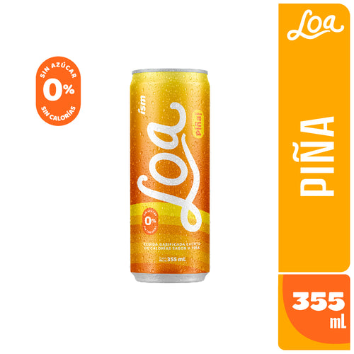 Agua LOA Gasificada Sabor Piña 355 ml LATA x 6 und