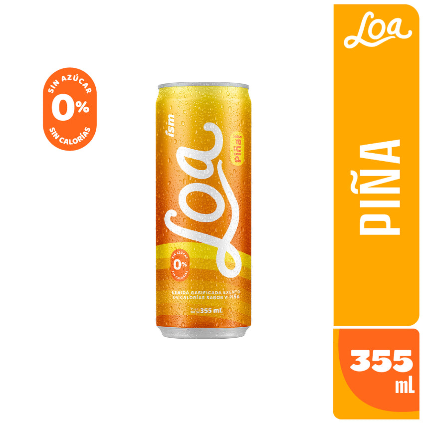 Agua LOA Gasificada Sabor Piña 355 ml LATA x 6 und